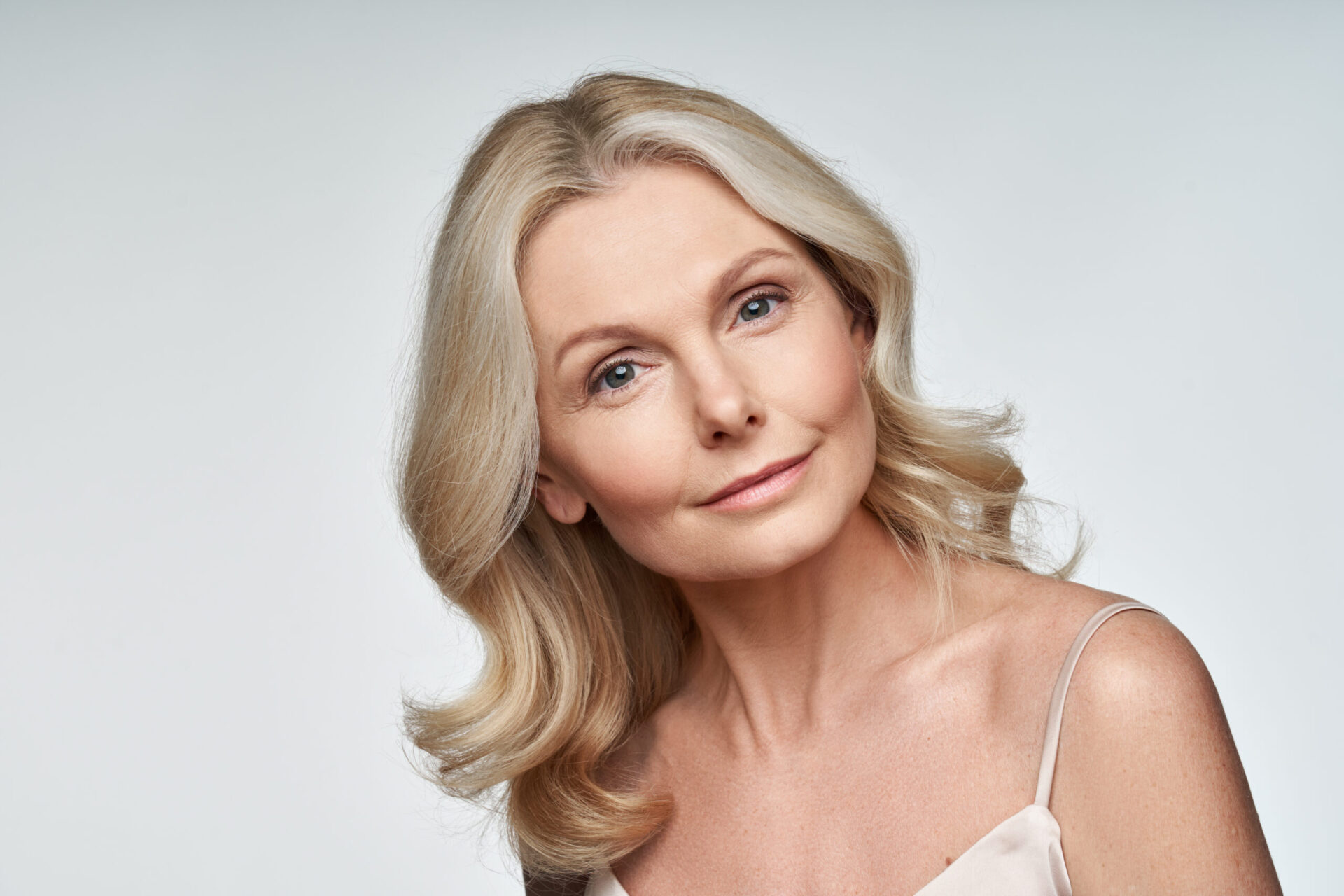 Mature Old Lady with Young, Healthy Skin after Anti-Wrinkle Injections